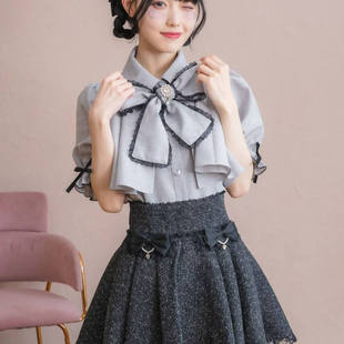 萝莉塔2025新款 日系甜美可爱少女感蕾丝拼接短袖 衬衫