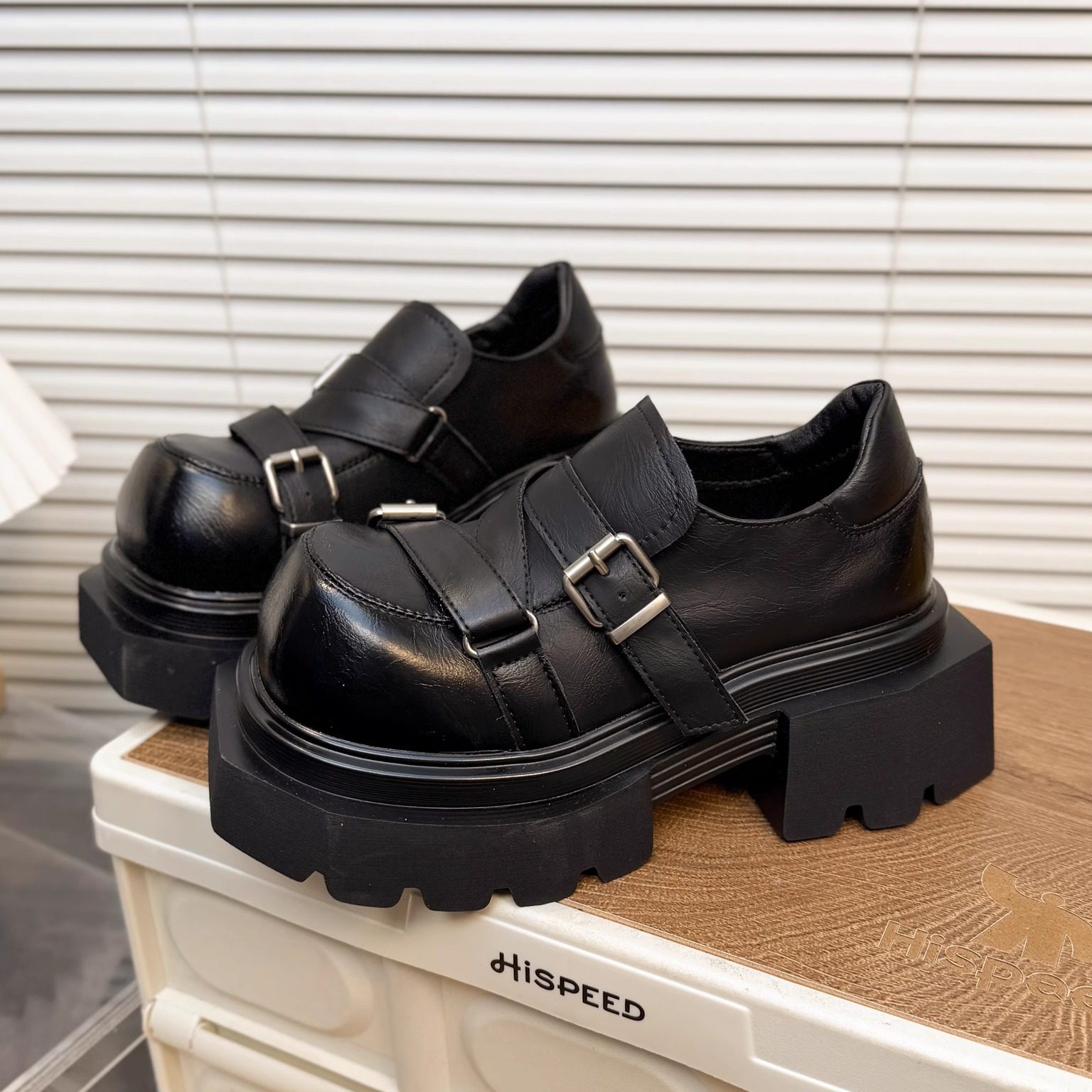 日本OFFCAT真皮厚底大头JK小皮鞋女德比鞋乐福鞋金属扣百搭单鞋潮