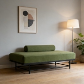 现代简约绒布长条沙发凳黑色五金底框酒店咖啡店服装 店休息区沙发