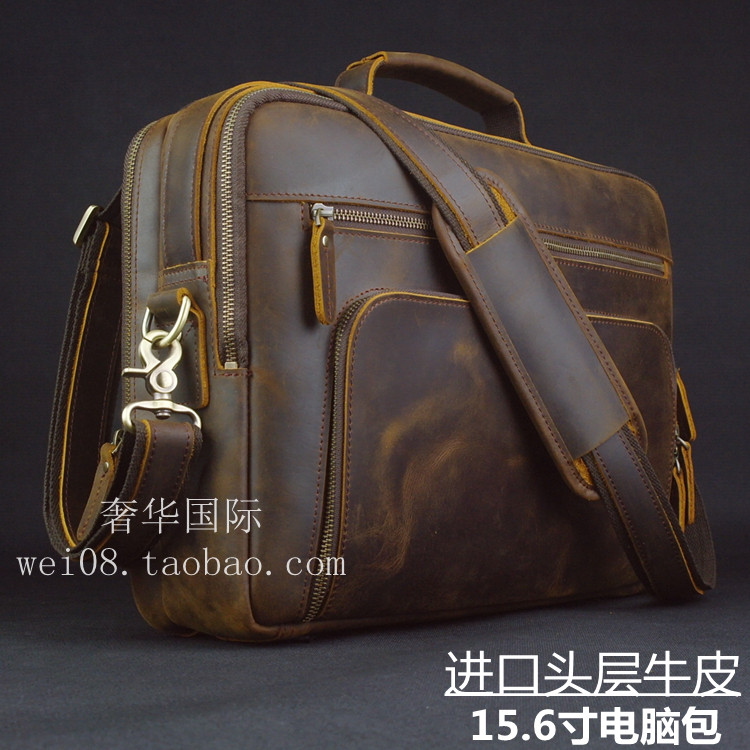奢华新品手工真皮笔记本公文包