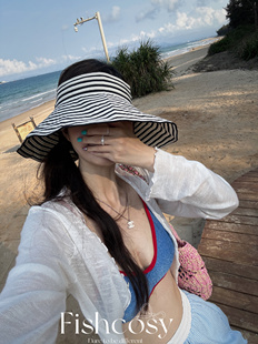 透感波浪木耳边防晒开衫 超薄棉麻针织 2025韩国东大门新款