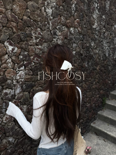 Fishcosy韩国新款 设计师原创手做发抓  纯色布艺抓夹 配流苏串珠