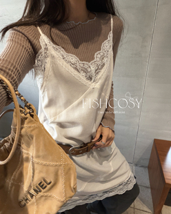 浪漫蕾丝 宽松吊带不规则连衣裙 亲肤醋酸 fish 绝美叠穿裙