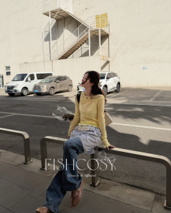 柠檬黄 春意盎然 微透针织羊驼毛小衫 薄款 蜜瓜绿Fishcosy 实拍图