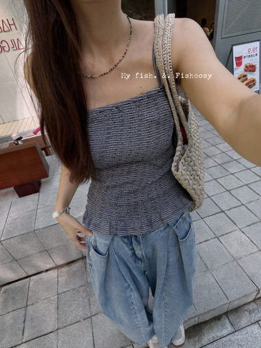 Fishcosy 打揽设计抹胸吊带 韩国货 特价不退不换 蓝色 白色