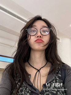 韩国设计师纯手工百搭酷感项链 金线麻花编织 独家款 韩国皮绳