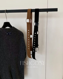 韩国2025秋冬新品 复古铆钉磨砂皮革腰带 」百搭圆环 「自留推荐