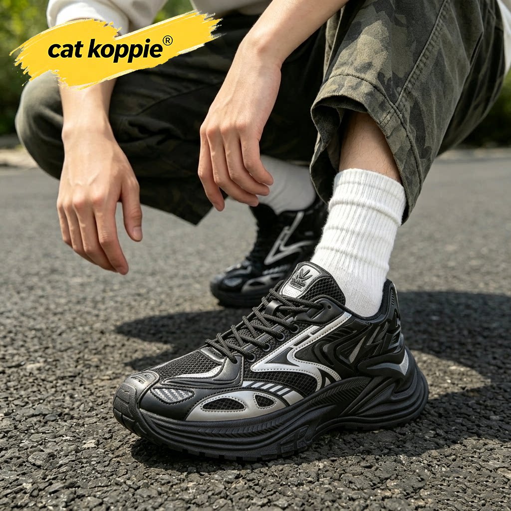 Cat Koppie男士运动休闲鞋子2026秋季透气网面鞋厚底增高老爹鞋