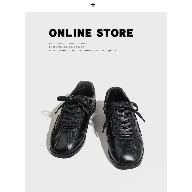 【香港&轻奢】皮质德训鞋2025秋季新款休闲运动男士平底复古