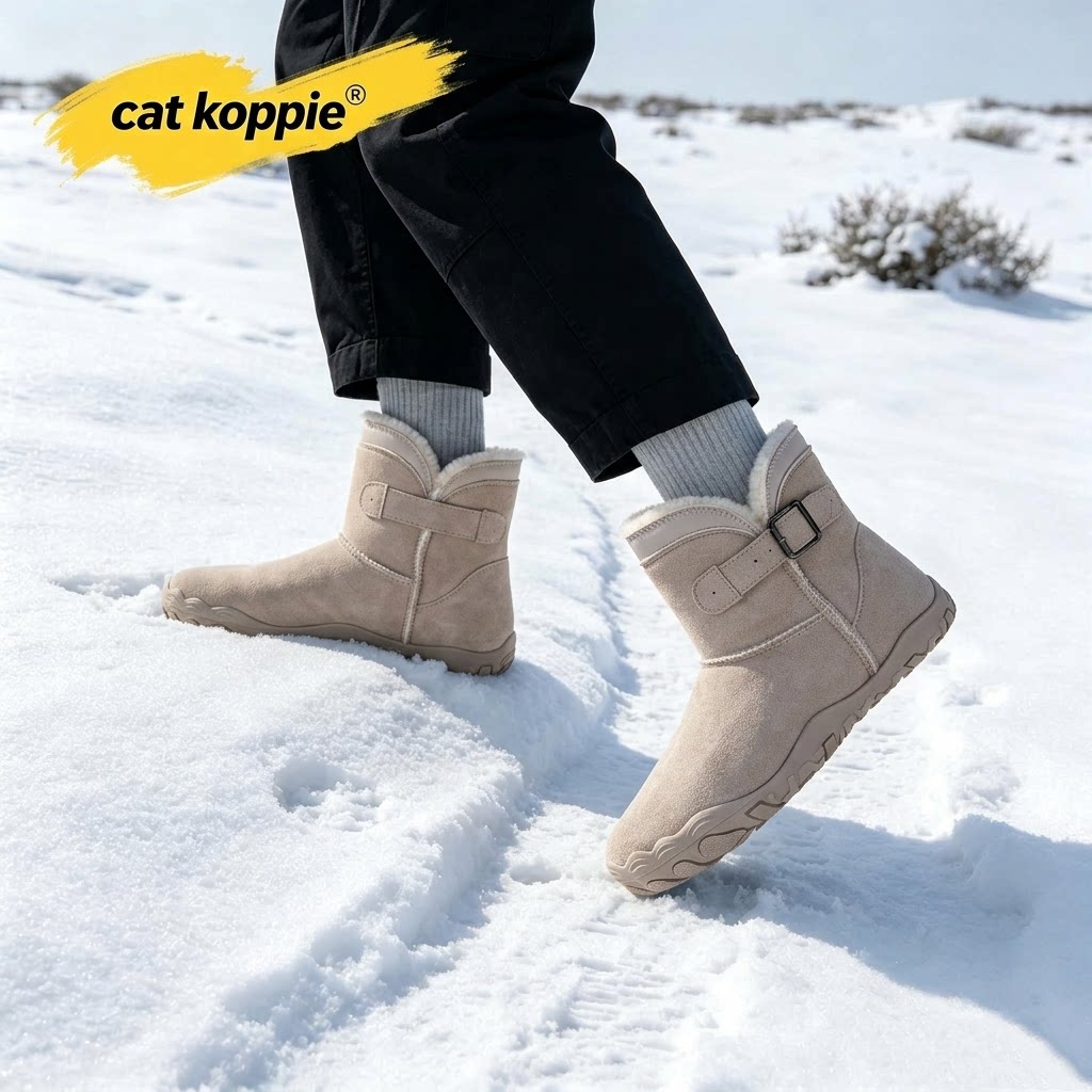 Cat Koppie浅杏色磨砂绒面防滑耐磨雪地反绒保暖锁温搭扣设计男靴