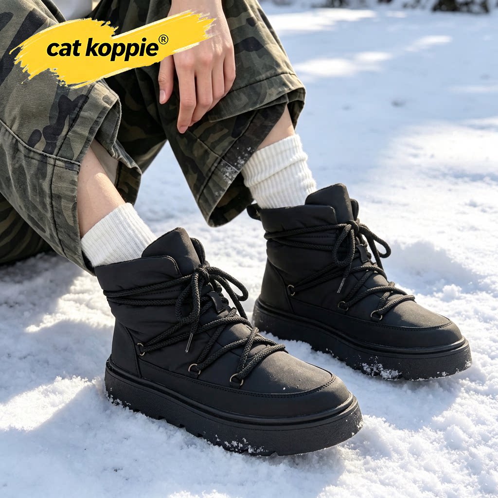 Cat Koppie时尚高帮雪地靴冬季加绒加厚保暖户外防滑棉靴
