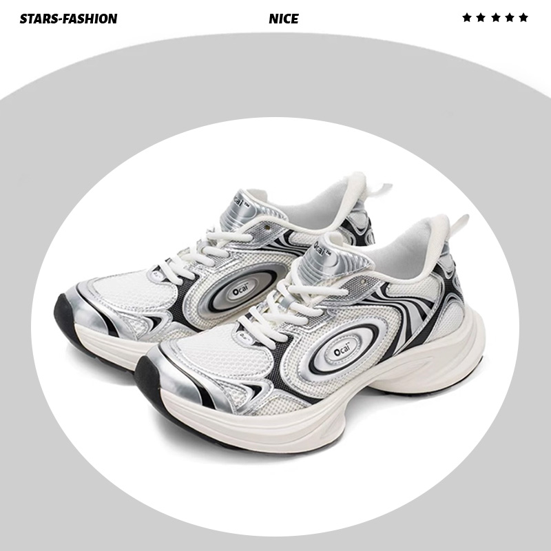 【香港&轻奢】飞碟老爹鞋男2025新款厚底情侣运动休闲男鞋