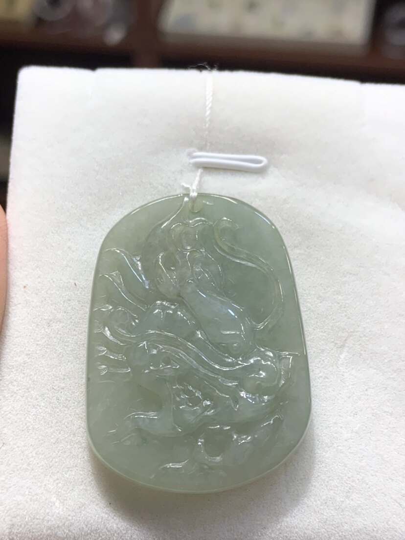 天然A货翡翠玉吊坠 冰种满绿龙头挂件 生肖龙玉佩 男士玉坠项坠