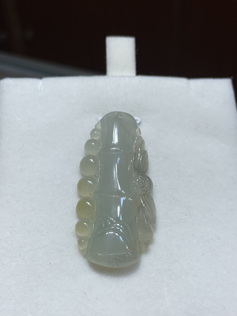 天然A货翡翠玉竹子吊坠 冰种竹节挂坠 步步高升玉坠 节节高挂件