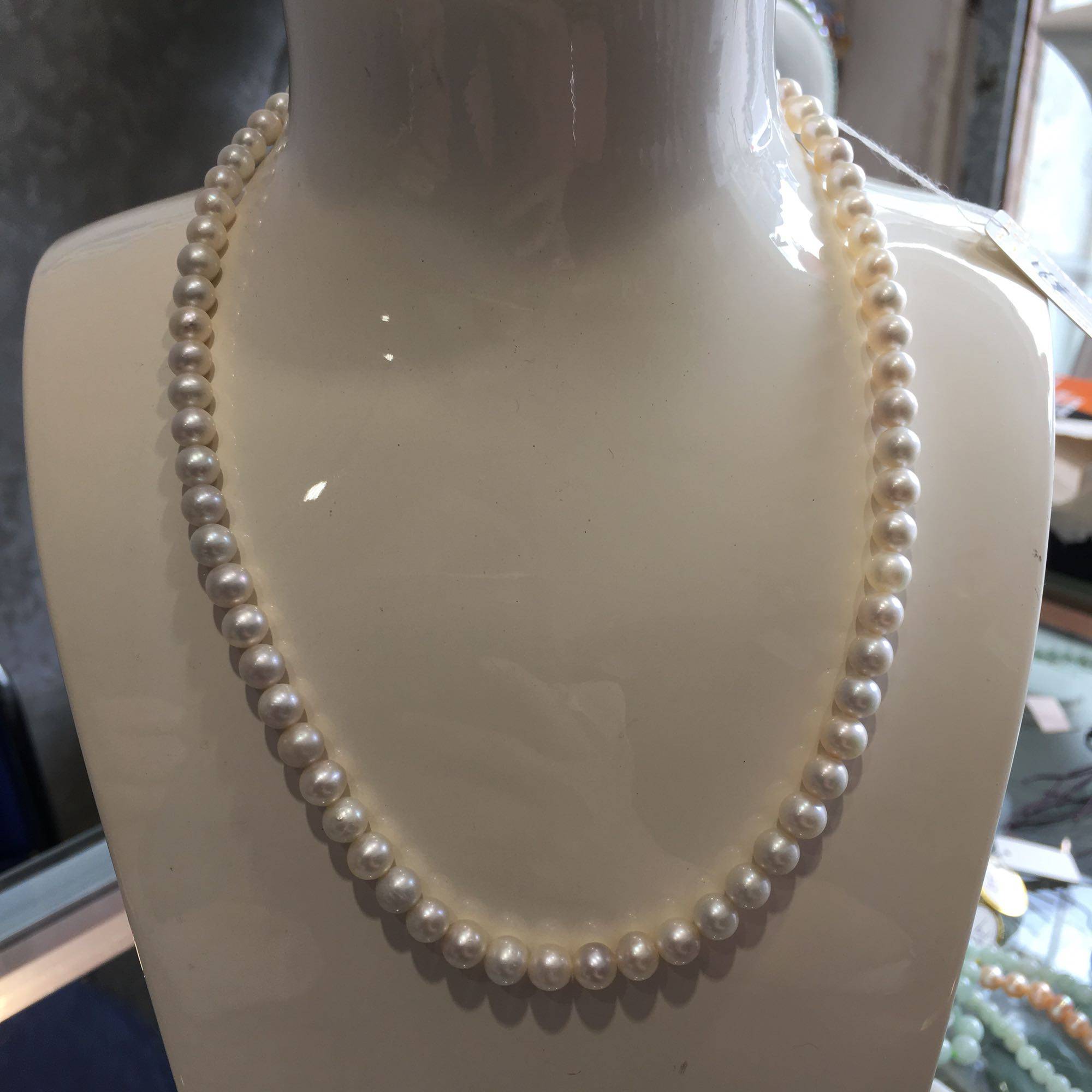 天然强光白色小珍珠项链 圆形珍珠链子 高贵而精致 送人自戴