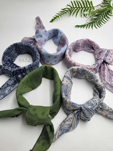 包邮韩国东大门代购新款方格款女丝巾拼接腰花图案款丝巾护颈百搭