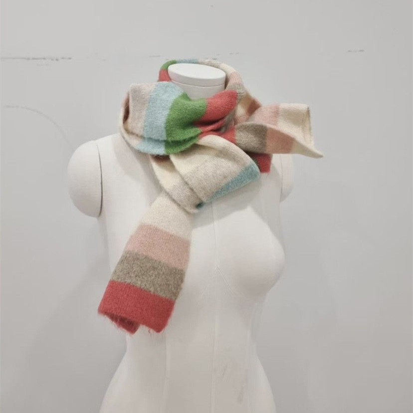 韩国东大门代购EBADA新款短款围巾冬季糖果色拼接洋气保暖护脖款