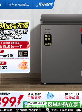 【风冷无霜·新品】海尔132L家用小冷柜全冷冻一级节能冰柜冰箱