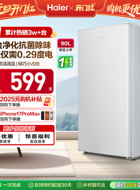 政府以旧换新补贴海尔90L单门小冰箱一级能效省电出租房官方办公