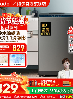 海尔出品统帅大容量10kg家用全自动波轮洗衣机除螨洗脱一体527