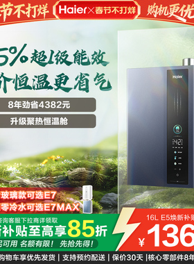 [焕新补贴]海尔燃气热水器天然气一级能效恒温16L升E5家用零冷水
