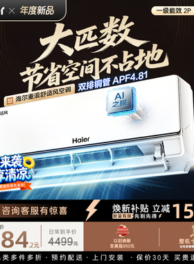 大挂机|海尔舒适风空调家用小2匹一级能效壁挂式变频冷暖46E2