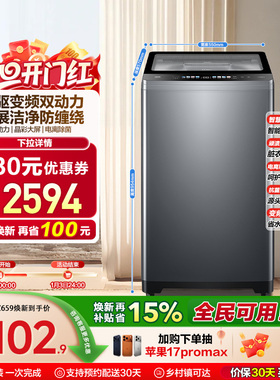 [双动力]海尔波轮洗衣机10kg大容量家用全自动直驱除菌659