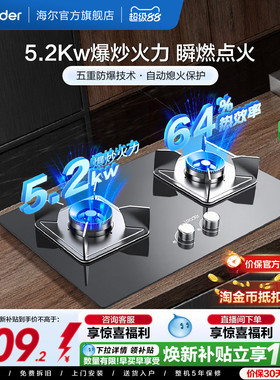 换新补贴海尔出品统帅燃气灶家用双灶嵌入式灶台天然气灶具QIGL2C