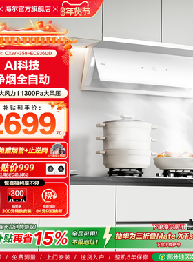 海尔全自动C50Max抽油烟机小红花家用厨房吸油烟机变频静音白色