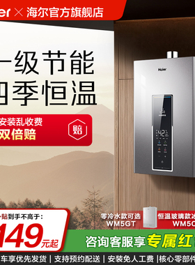 [换新补贴]海尔燃气热水器天然气WM5家用16L水伺服恒温零冷水官方
