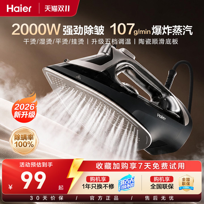 海尔电熨斗家用新款手持小型蒸汽烫画熨烫机老式裁缝店蒸汽挂烫机