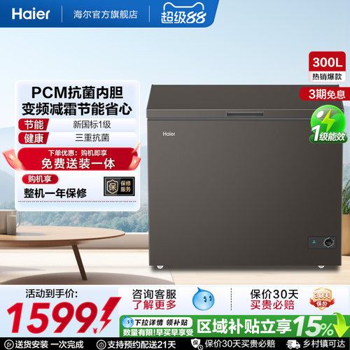 【新品】海尔300升家用两用冷冻小型冰箱冰柜大容量商用冷藏冷柜