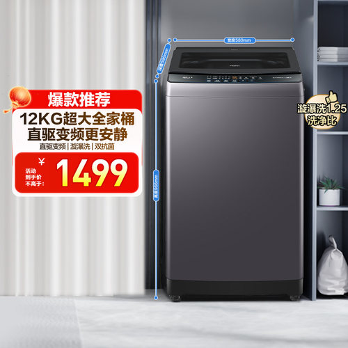 海尔波轮洗衣机小型家用全自动12KG变频 - 封面