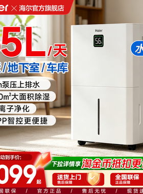 海尔除湿机地下室内家用抽吸湿水泵上压轻音器干衣干燥神器55L