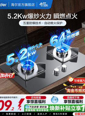 换新补贴海尔出品统帅燃气灶家用双灶嵌入式灶台天然气灶具QIGL2C