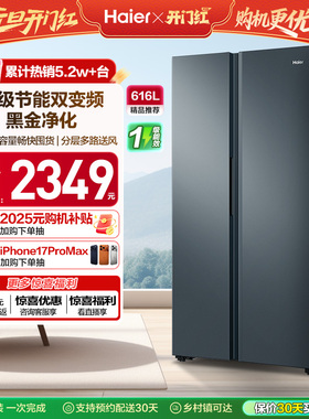 政府换新补贴海尔616L大容量对开双开门家用一级超薄风冷无霜冰箱