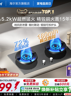 [新品]海尔燃气灶煤气灶家用天然气嵌入式台式炉灶台定时联动H70D
