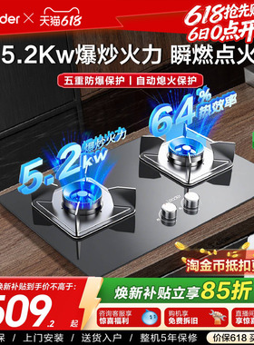 以旧换新海尔出品统帅燃气灶家用双灶嵌入式灶台天然气灶具QIGL2C