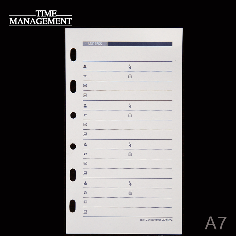 A7地址通讯录活页替芯纸 6孔通讯录 内页 本芯 进口道林纸 纸