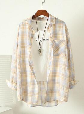 防晒夏季格子衬衫新款上衣设计感小众衬衣外套女薄款空调衫罩衫