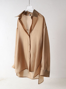 夏季长袖天丝轻薄款衬衫防晒衣女外穿宽松显瘦防紫外线2025新款潮