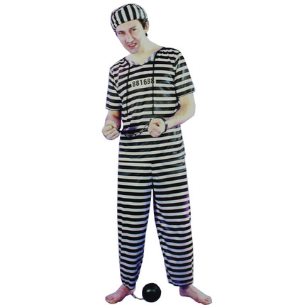 千奇坊万圣节条子与囚犯衣服囚人服装女囚衣服男囚服男囚犯衣服