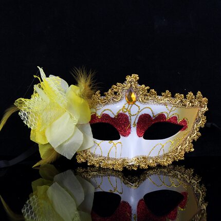 千奇坊圣诞节面具舞会派对侧边花朵威尼斯公主面具高档玫瑰面具女