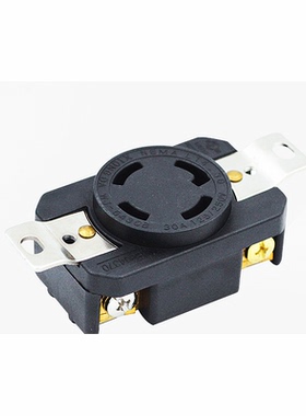 美规引挂式防松暗装插座NEMA L14-20R/30R 20/30A125V4P工业黑色