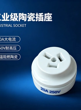 20A250V3P陶瓷插座WJR1320B台湾五洲牌OLYMPIA新能源汽车充电插座