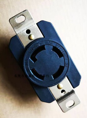 美式四孔暗装插座NEMA L19-30R 30A277/480V4P工业电源插座黑色