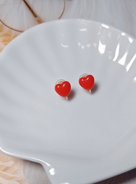 「热恋」原创红色爱心耳夹无耳洞不疼七夕爱情情人节桃心蚊香耳夹