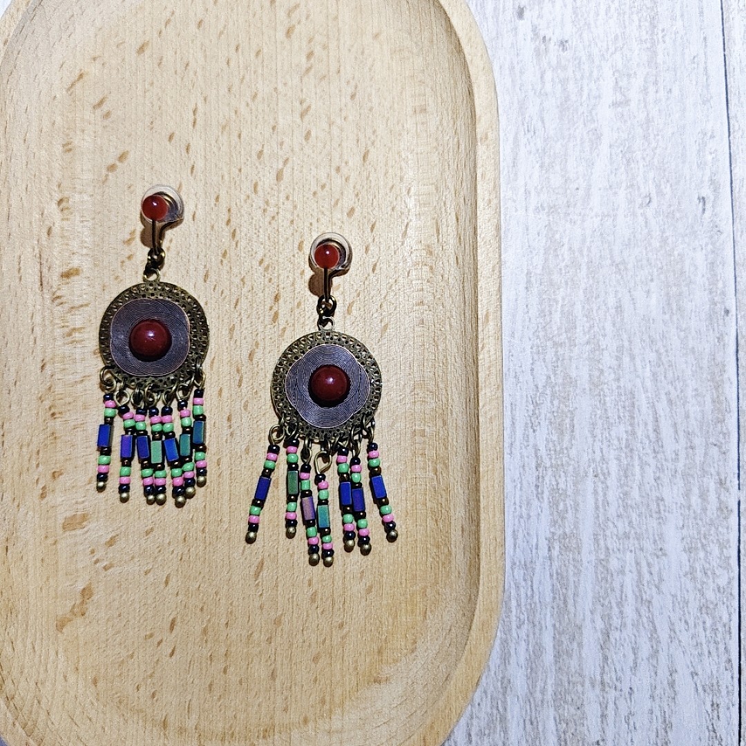 复古民族风耳环无耳洞不疼云南彝族土家族捕梦网古铜无痛蚊香耳夹