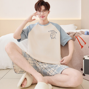 纯棉睡衣男士夏季青少年短袖动漫卡通男孩初中学生大童家居服套装