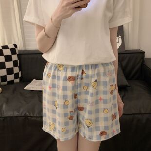 云朵棉睡裤男女款加肥宽松薄款夏季五分家居学生可爱卡通高腰短裤